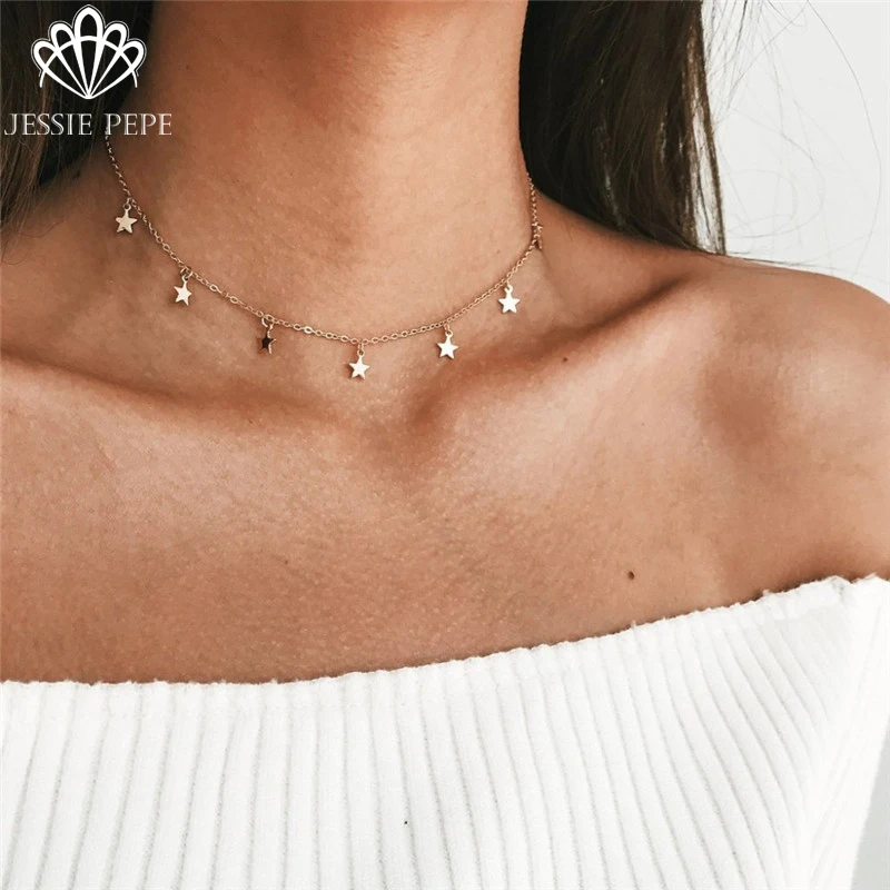 Jessiepepe New Boho Women choker gold Silver Chain star choker Necklace for women party gift #NL439
Jessiepepe New Boho Women choker gold Silver Chain star choker Necklace for women party gift #NL439