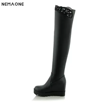 NEMAONE New over the knee women boots sexy height increasing high heels platform round toe ladies boots lace winter shoes woman
NEMAONE New over the knee women boots sexy height increasing high heels platform round toe ladies boots lace winter shoes woman