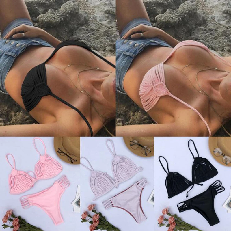 2018 Summer Sexy Women Bikini Set Black Drawstring Strap Hollow Chest Push Up Weaving M22
2018 Summer Sexy Women Bikini Set Black Drawstring Strap Hollow Chest Push Up Weaving M22