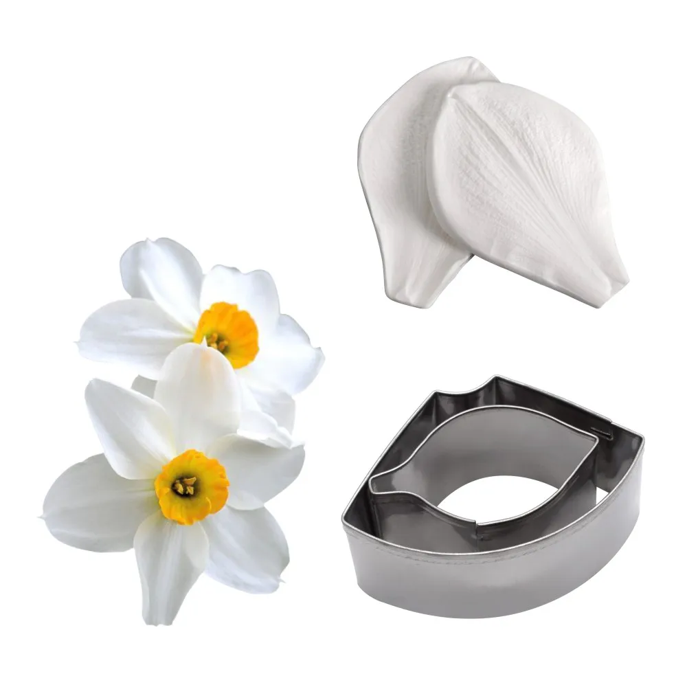 4pcs Daffodil Veiner Impression Flower Mold & Cutter Se Silicone Mold Cake Decorating Fondant Sugarcraft Cake Mold Kitchenware
4pcs Daffodil Veiner Impression Flower Mold & Cutter Se Silicone Mold Cake Decorating Fondant Sugarcraft Cake Mold Kitchenware