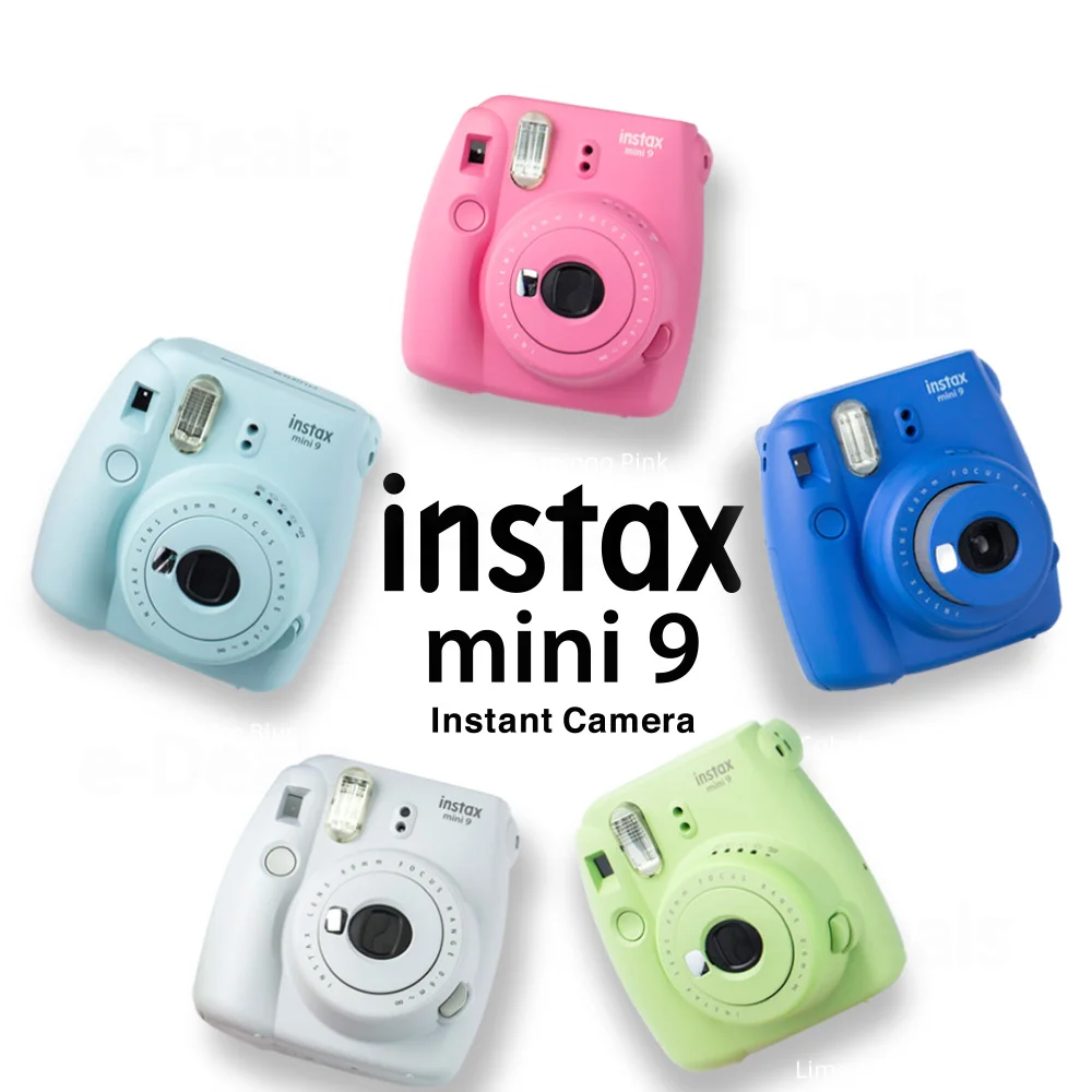 

100% Authentic Fuji Fujifilm Instax Mini 9 Instant Photo Camera 5 Colors with Selfie Mirror and Close-Up Lens