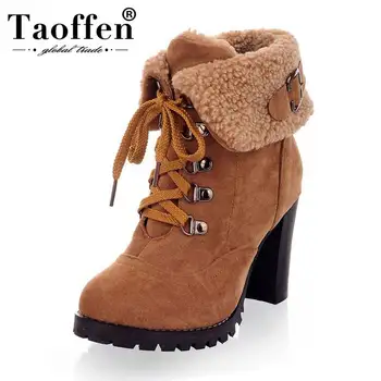 TAOFFEN Women High Heel Half Short Ankle Boots Winter Snow Botas Fashion Footwear Warm Heels Boot Shoes AH195 size 32-43
TAOFFEN Women High Heel Half Short Ankle Boots Winter Snow Botas Fashion Footwear Warm Heels Boot Shoes AH195 size 32-43
