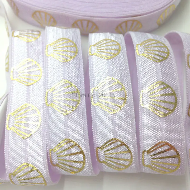 10 yards Gold Foil Shell Violet Fold Over Elastic 5/8" Sea Shell Print FOE Light Purple Ribbon for Hair Accessory DIY Head wear
10 yards Gold Foil Shell Violet Fold Over Elastic 5/8" Sea Shell Print FOE Light Purple Ribbon for Hair Accessory DIY Head wear