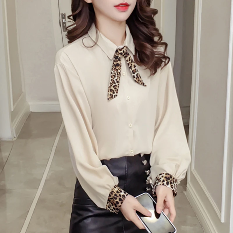2019 New Women Autumn Blouses Shirts Fashion Leopard Bow Chiffon Long Sleeve Tops For Female clothing Ladies White Plaid VIntage
2019 New Women Autumn Blouses Shirts Fashion Leopard Bow Chiffon Long Sleeve Tops For Female clothing Ladies White Plaid VIntage