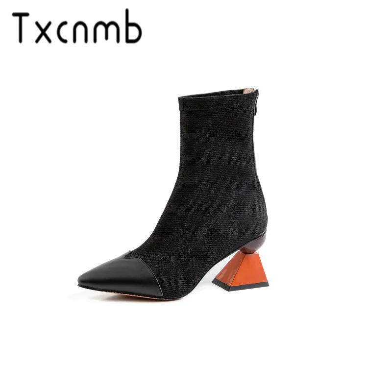 TXCNMB Women Boots 2019 Genuine Leather Chelsea Boots Handmade high Heels Ankle Boots Brand pointed Toe Ladies Shoes Szie 40
TXCNMB Women Boots 2019 Genuine Leather Chelsea Boots Handmade high Heels Ankle Boots Brand pointed Toe Ladies Shoes Szie 40