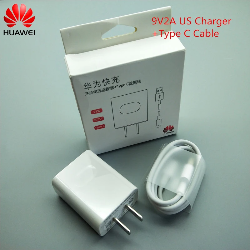 

Original Huawei Wall Charger 9V 2A US fast Quick adapter 100CM Type C Cable Data Sync for P9 P9 Plus Honor 8 V8 V9 P10 P20 lite