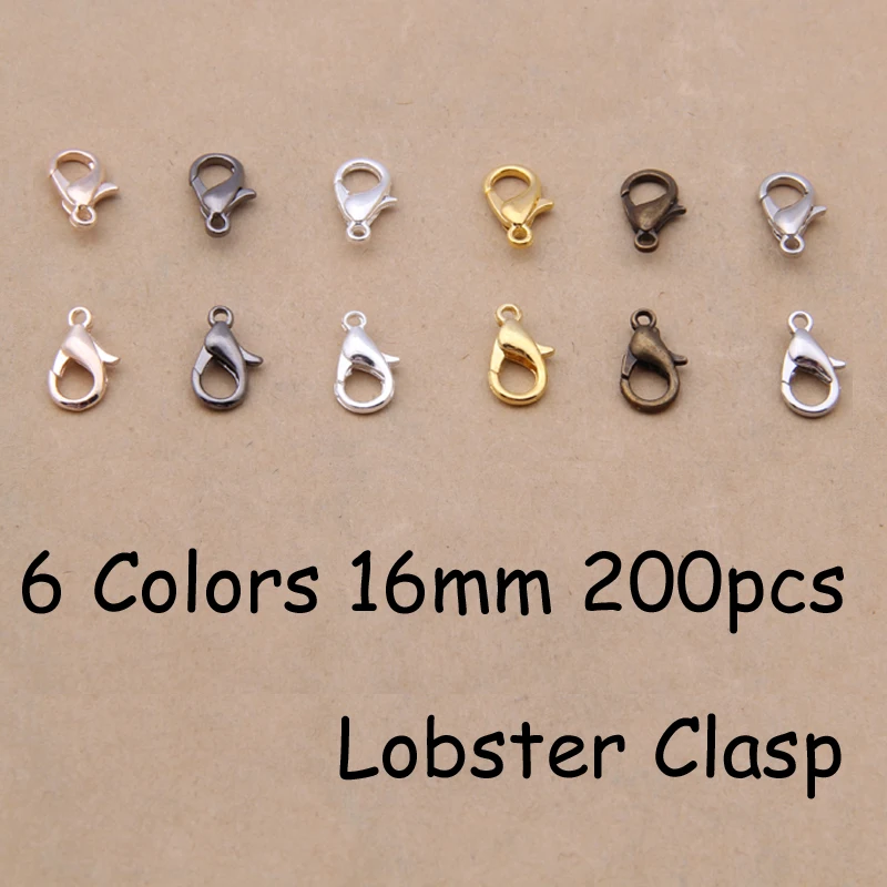 

YAGE 16MM 200PCS 6 Colors Zinc Alloy Lobster Clasp.Gold,Bronze,Rhodium,Rose Gold,925 silver Jewelry Findings for jewelry making