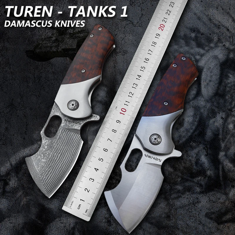 TURENZ-Damascus DC53 Steel Blade Folding Knife Carbon Fiber Wooden Handle Camping Pocket Knives Hunting Tactical EDC Tool
TURENZ-Damascus DC53 Steel Blade Folding Knife Carbon Fiber Wooden Handle Camping Pocket Knives Hunting Tactical EDC Tool