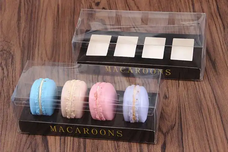 

Bakery Food Package Kraft Cardboard Box Favor Party Gift Macaron Cake Paper Boxes With Clear Window 100pcs/lot Free shipping