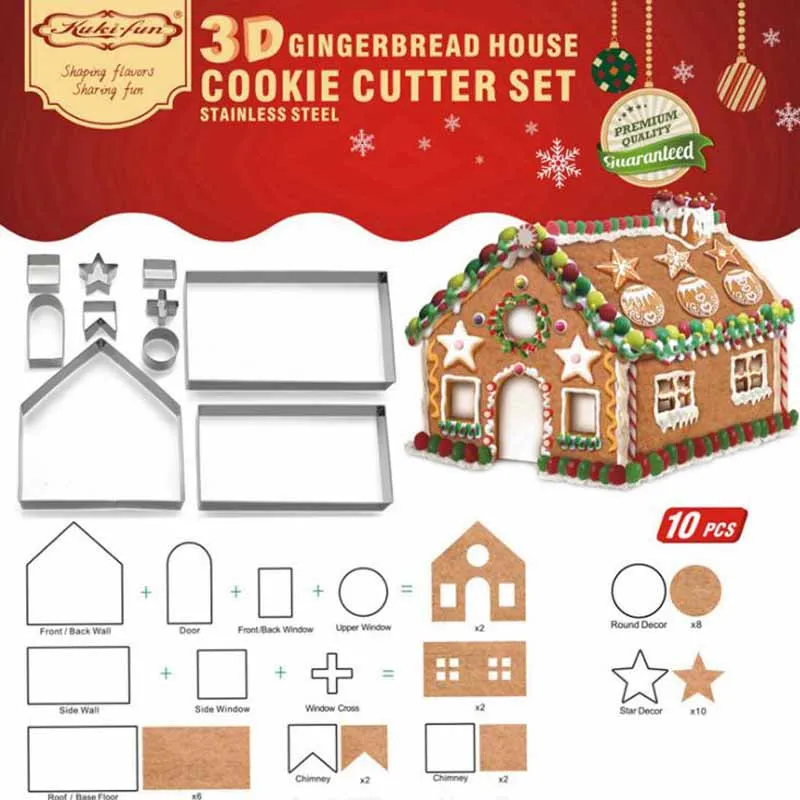 10pcs/Lot 3D Gingerbread House Stainless Steel Christmas Scenario Cookie Cutters Set Biscuit Mold Fondant Cutter Baking Tool
10pcs/Lot 3D Gingerbread House Stainless Steel Christmas Scenario Cookie Cutters Set Biscuit Mold Fondant Cutter Baking Tool