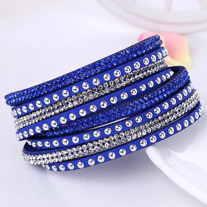 Factory Price Handmade Rivet Leather Bracelets for Women Lady Full Rhinestone 2 Circles Bright Bracelet 40cm*2cm 17 colors
Factory Price Handmade Rivet Leather Bracelets for Women Lady Full Rhinestone 2 Circles Bright Bracelet 40cm*2cm 17 colors