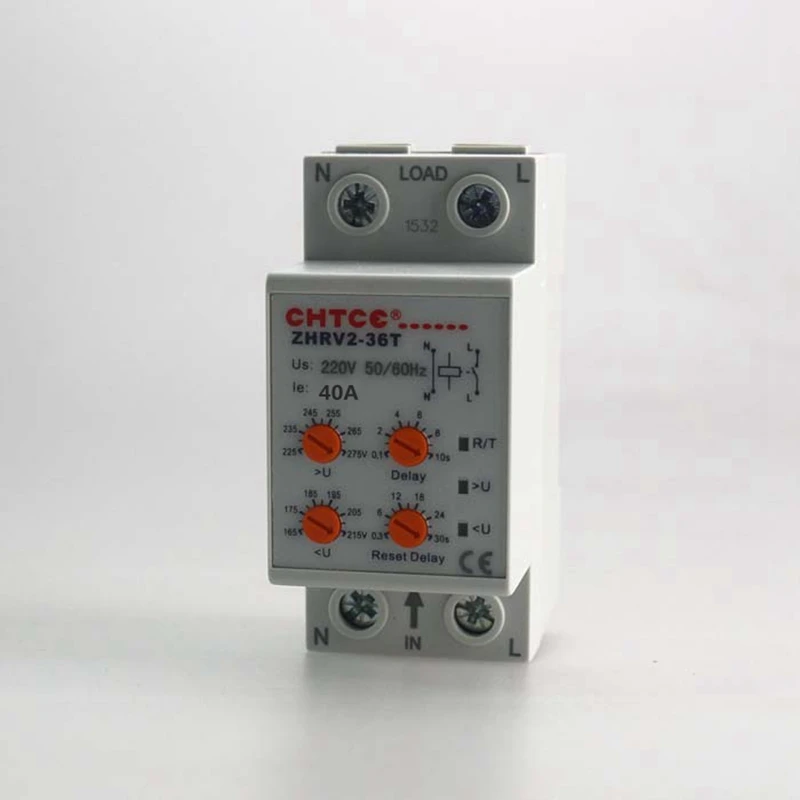 40A 220V Voltage Protective Relay Din Rail Self-resetting Automatic Recovery Over Voltage Protection ZPV36-T Volt Monitor
40A 220V Voltage Protective Relay Din Rail Self-resetting Automatic Recovery Over Voltage Protection ZPV36-T Volt Monitor