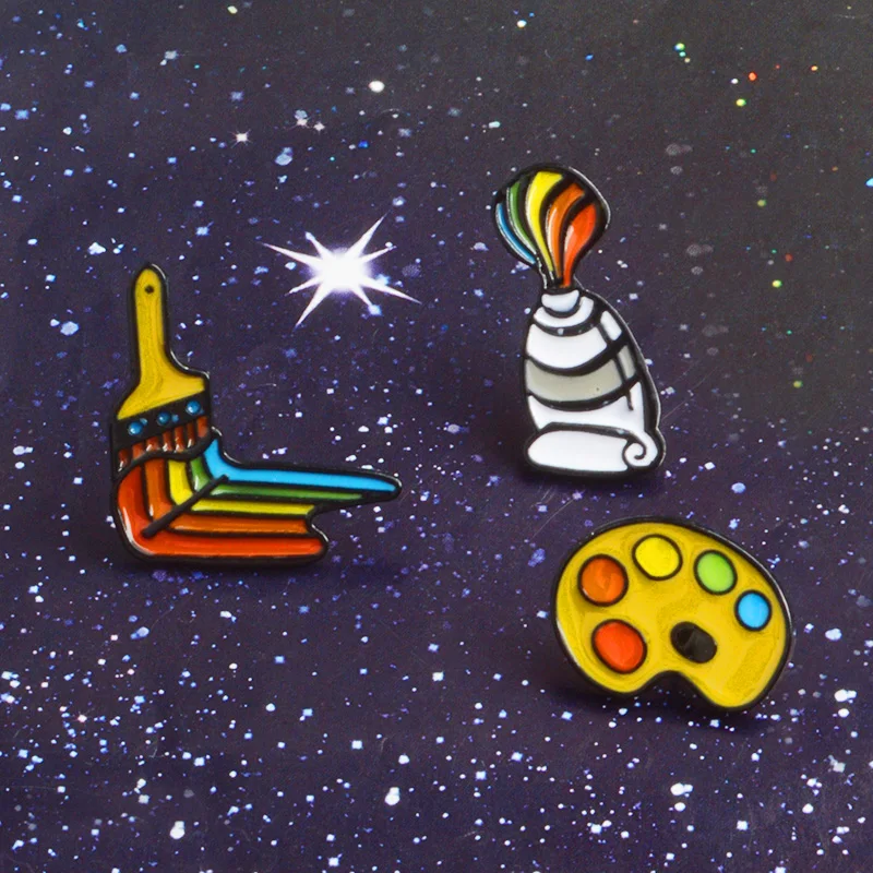 3pcs/set New Painting Tools Palette Paint Tube Brush Cartoon Brooch Rainbow Art Enamel Pin Backpack shirt Accessories
3pcs/set New Painting Tools Palette Paint Tube Brush Cartoon Brooch Rainbow Art Enamel Pin Backpack shirt Accessories