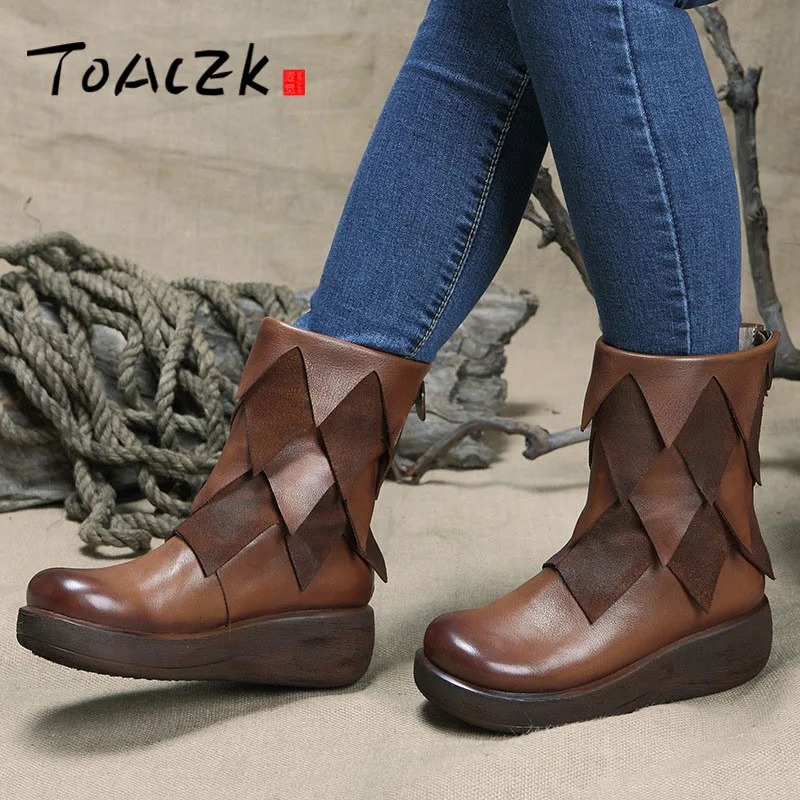New women Genuine Leather Boots Vintage Style Flat Booties Soft Cowhide Women's Shoes side Zip Ankle Boots Female Winter
New women Genuine Leather Boots Vintage Style Flat Booties Soft Cowhide Women's Shoes side Zip Ankle Boots Female Winter