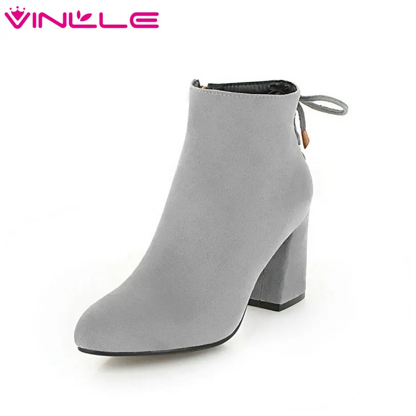 VINLLE 2019 Women Shoes Ankle Boots High Heel Elegant Fashion Pointed Toe Sweet Style Ladies Motorcycle Shoes Size 34-43
VINLLE 2019 Women Shoes Ankle Boots High Heel Elegant Fashion Pointed Toe Sweet Style Ladies Motorcycle Shoes Size 34-43