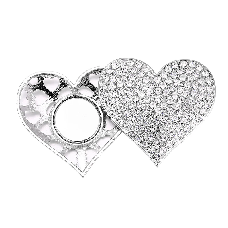 Vintage Rhinestone heart Brooches for Women magnetic Brooch Pin Fashion Jewelry Coat Accessories Winter Ornament