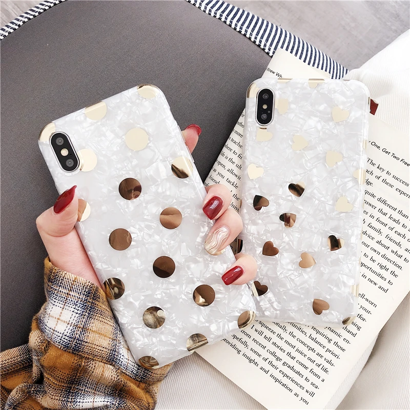 Luxury Gold Plating Love Heart Case for Iphone Xs Max Xr Glitter Tpu Polka Dots Case for Iphone 6s 7 8plus X Protective Cover
Luxury Gold Plating Love Heart Case for Iphone Xs Max Xr Glitter Tpu Polka Dots Case for Iphone 6s 7 8plus X Protective Cover