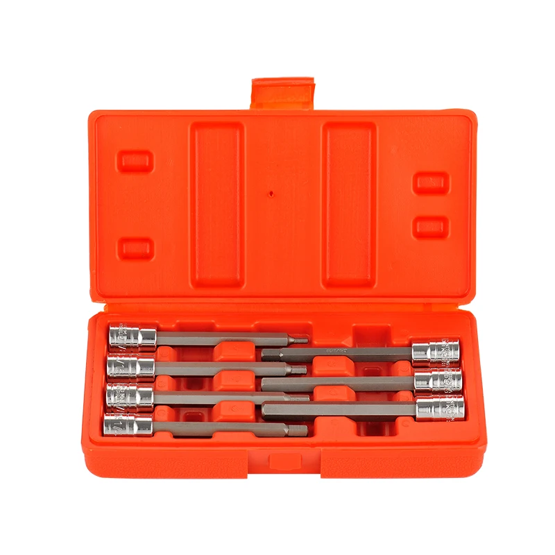 7pcs 3/8 Inch Metric 110mm Long Hex Bit Socket Set H3 H4 H5 H6 H7 H8 H10 Wrench Extension Bar Square Spline Socket Adapter Set
7pcs 3/8 Inch Metric 110mm Long Hex Bit Socket Set H3 H4 H5 H6 H7 H8 H10 Wrench Extension Bar Square Spline Socket Adapter Set