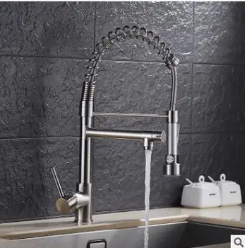 Brushed kitchen faucet pull telescopic sink sink faucet double water hot and cold