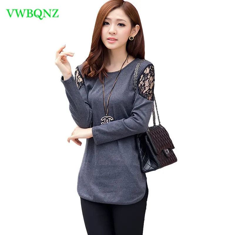 Spring Autumn New Lace Long sleeves T-shirt Women Fashion Slim Add cotton Tops T-shirts ladies Wild Plus size Bottom shirt A01
Spring Autumn New Lace Long sleeves T-shirt Women Fashion Slim Add cotton Tops T-shirts ladies Wild Plus size Bottom shirt A01