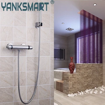 Bathroom Rain Shower Wall Mounted faucets Set Stainless steel top spray with ABS Hand Shower Thermostatic 53956 Shower Set
Bathroom Rain Shower Wall Mounted faucets Set Stainless steel top spray with ABS Hand Shower Thermostatic 53956 Shower Set