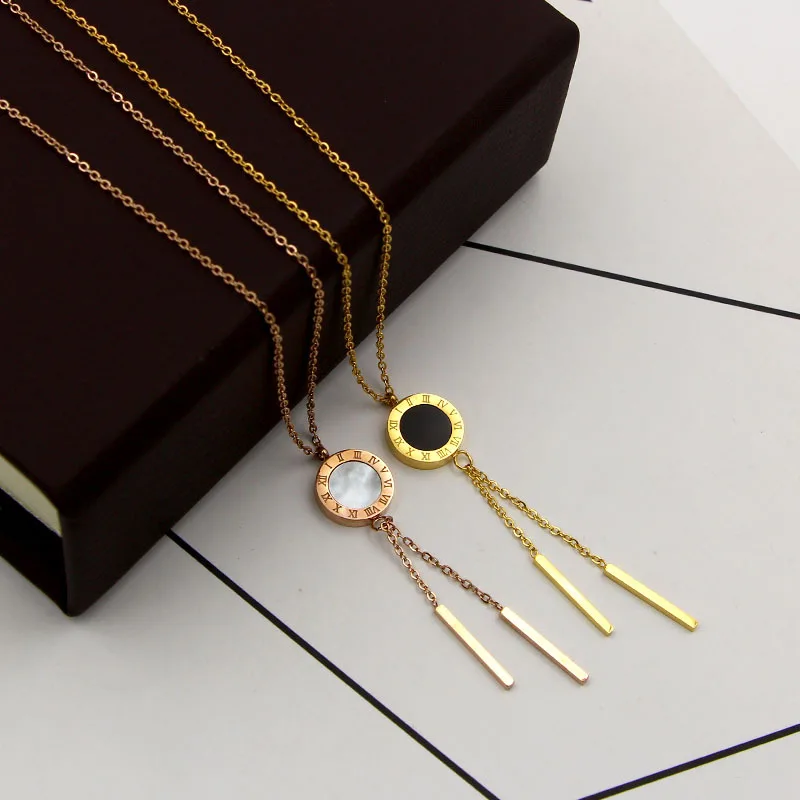 Fashion Brand Stainless Steel Love Tassel Chain Square Round Shell Roman NumeralsPendant Necklaces Women Party Gift
Fashion Brand Stainless Steel Love Tassel Chain Square Round Shell Roman NumeralsPendant Necklaces Women Party Gift