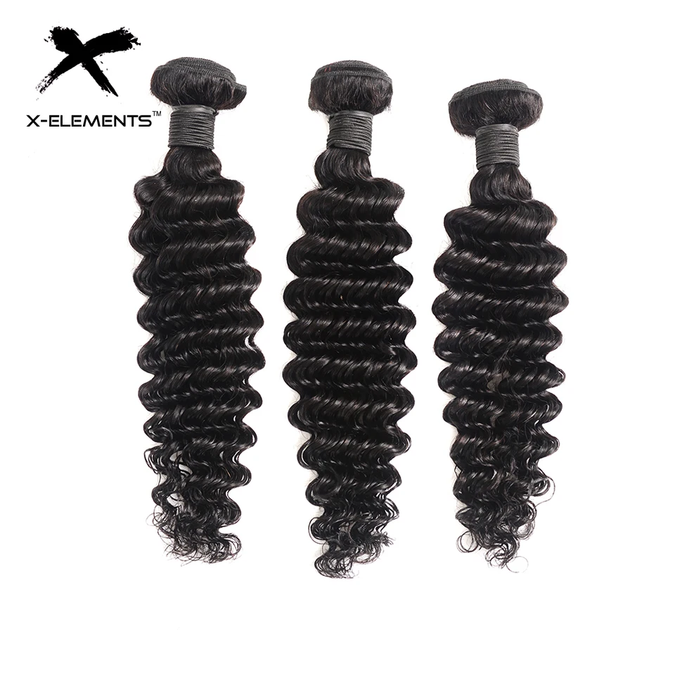 X-Elements Brazilian Deep Wave Hair 134 Bundles Deals Natural Color Human Hair Extensions 8-26 Non Remy Hair Weave Bundles (5)