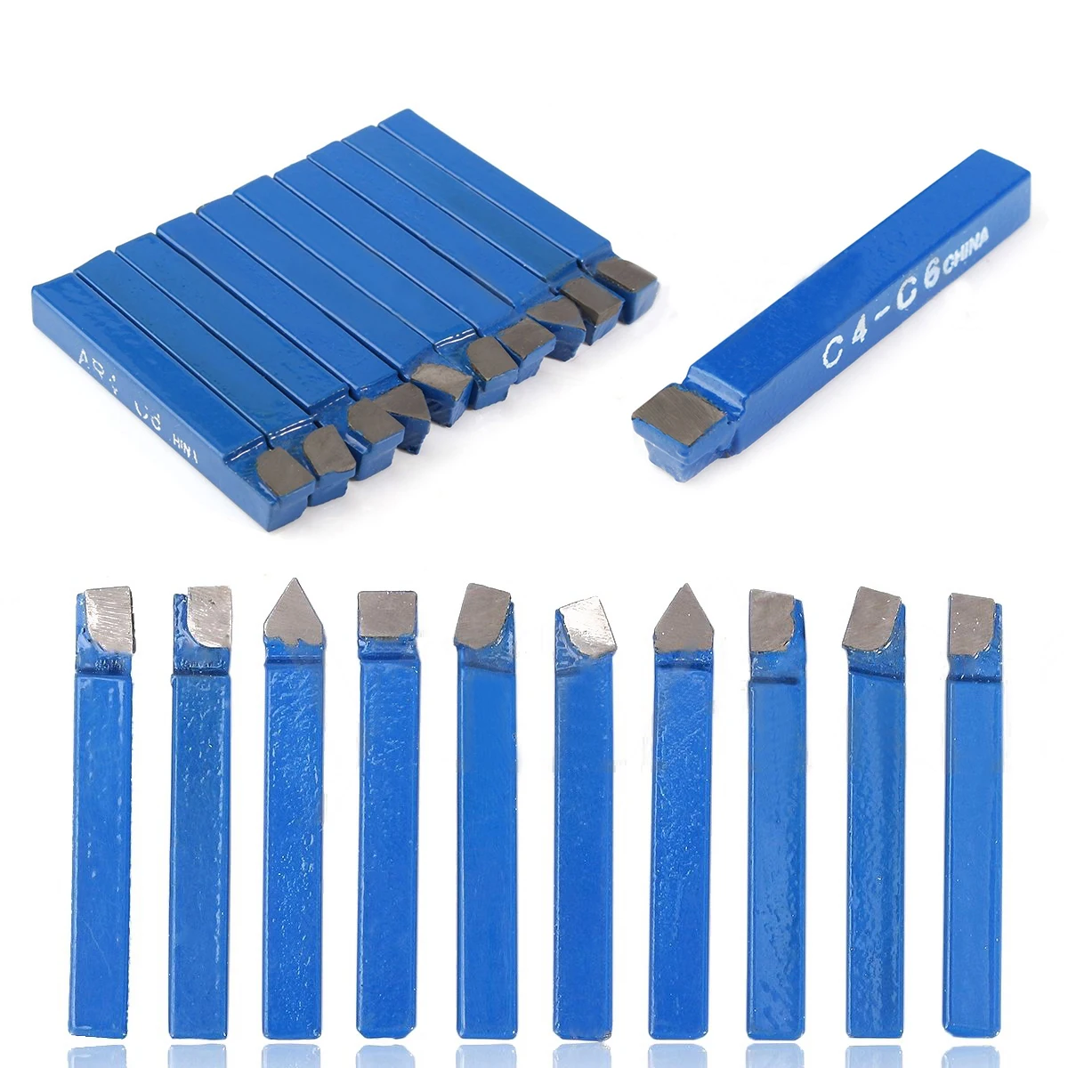 10pcs Alloy Carbide Lathe Tools 1/4" Shank Blue Brazed Tipped Turning Tooling Welding Tool Set
10pcs Alloy Carbide Lathe Tools 1/4" Shank Blue Brazed Tipped Turning Tooling Welding Tool Set