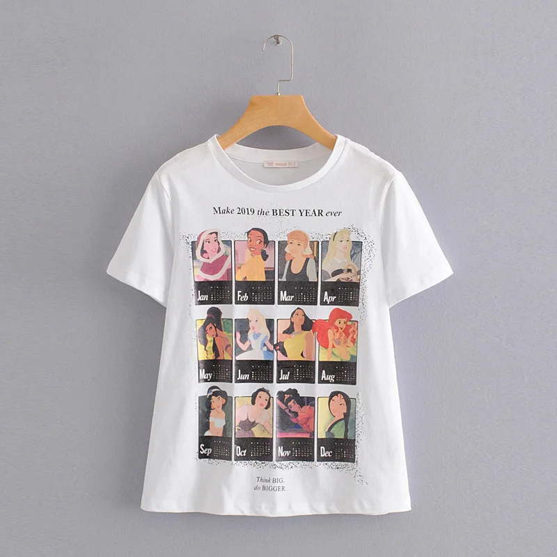 2019 Women T Shirt Fashion Cartoon princess castle print Tee O neck Short sleeve White Shirt Summer Casual Female Tops C966
2019 Women T Shirt Fashion Cartoon princess castle print Tee O neck Short sleeve White Shirt Summer Casual Female Tops C966