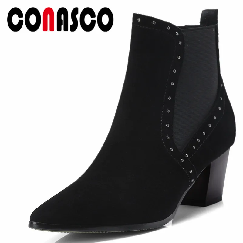 CONASCO Brand Design Autumn Winter Warm Cow Suede High Heels Shoes Woman Pointed Toe Punk Rivet Top Quality Casual Martin Boots
CONASCO Brand Design Autumn Winter Warm Cow Suede High Heels Shoes Woman Pointed Toe Punk Rivet Top Quality Casual Martin Boots