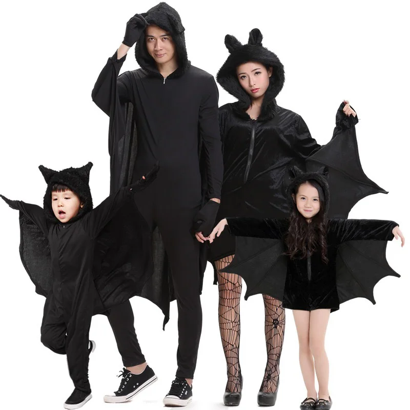 Kid//Adult Bat Woman Girl Zip Front Hood Teddy Halloween Costume Fancy Dress