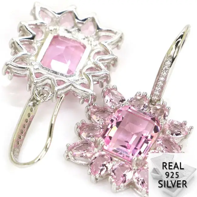 Real 8.6g 925 Solid Sterling Silver Ravishing Top Pink Kunzite CZ Woman's Engagement Earrings 38x21mm
Real 8.6g 925 Solid Sterling Silver Ravishing Top Pink Kunzite CZ Woman's Engagement Earrings 38x21mm