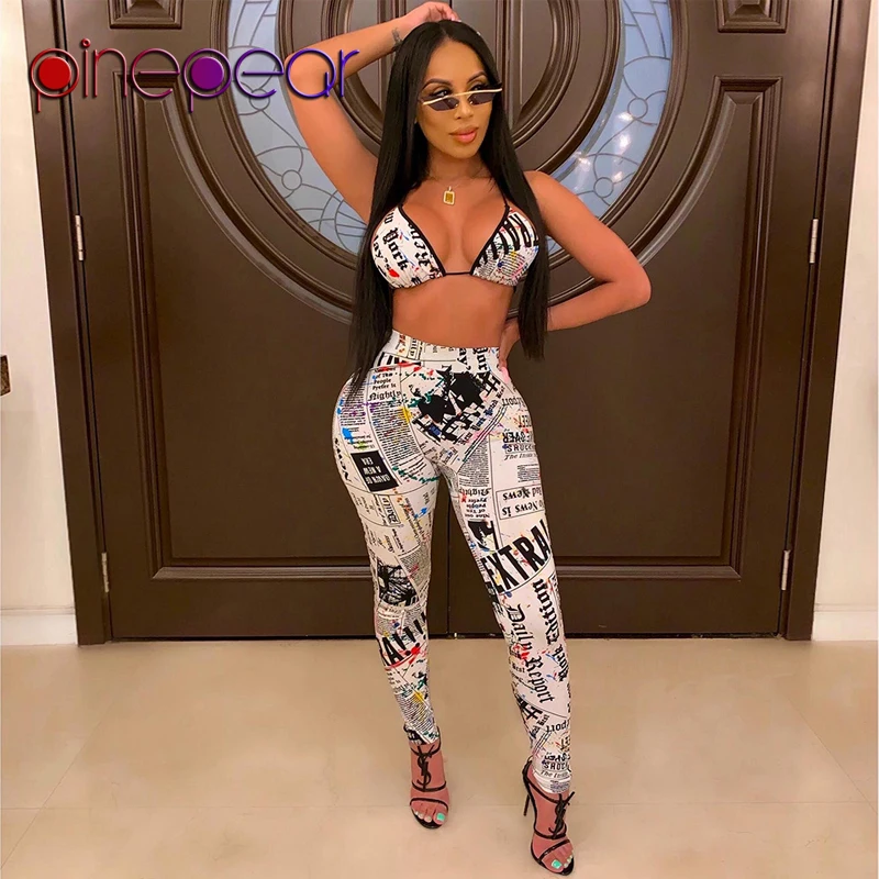 PinePear Newspaper Print Bra + Pencil Pants 2 Piece Set Women Two Piece Outfits Fashion Casual Matching Sets 2019 Dropshipping
PinePear Newspaper Print Bra + Pencil Pants 2 Piece Set Women Two Piece Outfits Fashion Casual Matching Sets 2019 Dropshipping