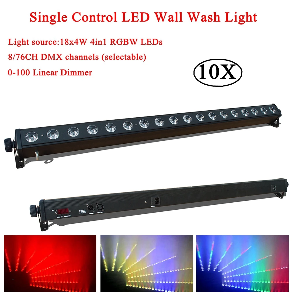 10Pcs/Lot LED Wall Washer Lamp RGBW 4IN1 Led 18x4W LED Bar Party Disco Club Light For Landscape Wash Wall Stage Effect Light
10Pcs/Lot LED Wall Washer Lamp RGBW 4IN1 Led 18x4W LED Bar Party Disco Club Light For Landscape Wash Wall Stage Effect Light