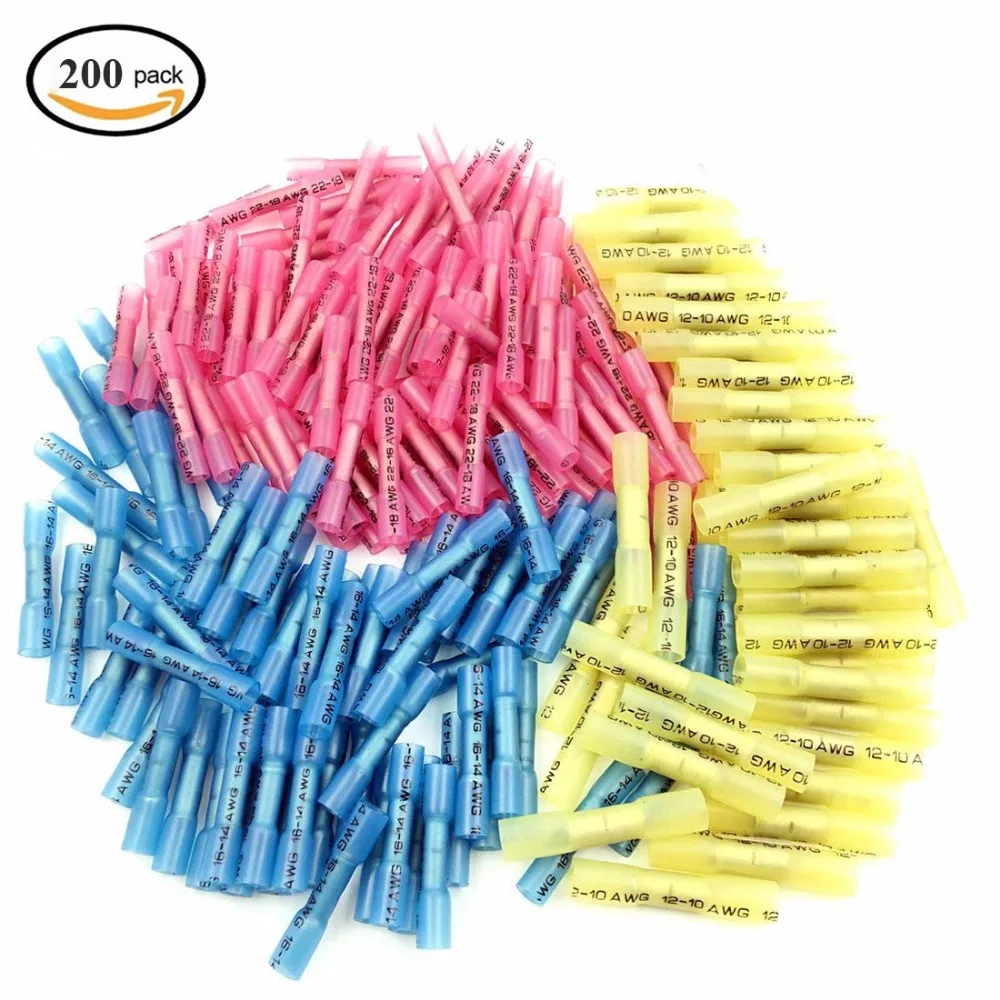 200Heat Shrink Butt Connectors Waterproof Wire Connectors Automotive Marine Grade Electrical Terminals Crimp Butt SpliceTerminal
200Heat Shrink Butt Connectors Waterproof Wire Connectors Automotive Marine Grade Electrical Terminals Crimp Butt SpliceTerminal