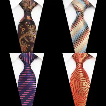 

SKng Luxury 8cm Tie Floral Plaid Paisley Jacquard Woven Classic Men Neck Ties Wedding Party Gravatas Groom Silk Necktie