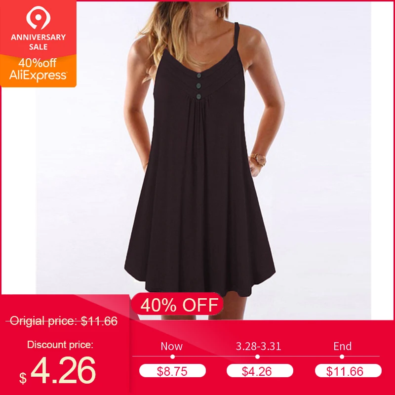 Feitong 2019 Dresses Large Sizes Sleeveless Solid Color V-Neck Strap Double Breasted Plain Shift Summer Dresses And Sundresses
Feitong 2019 Dresses Large Sizes Sleeveless Solid Color V-Neck Strap Double Breasted Plain Shift Summer Dresses And Sundresses