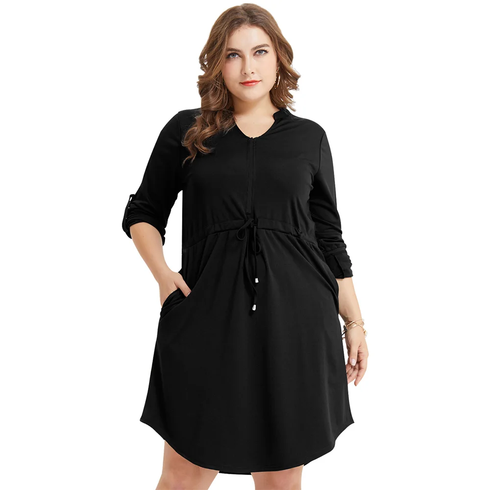Wipalo Autumn Womens Dresses Plus Size Long Sleeve Zipper Dress Loose Ladies V Neck Casual Knee Length Female Dress Vestidos
Wipalo Autumn Womens Dresses Plus Size Long Sleeve Zipper Dress Loose Ladies V Neck Casual Knee Length Female Dress Vestidos
