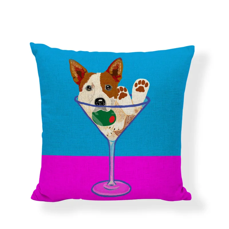 Разноцветный Чехол на подушку с изображением животных из мультфильмов бокал для
