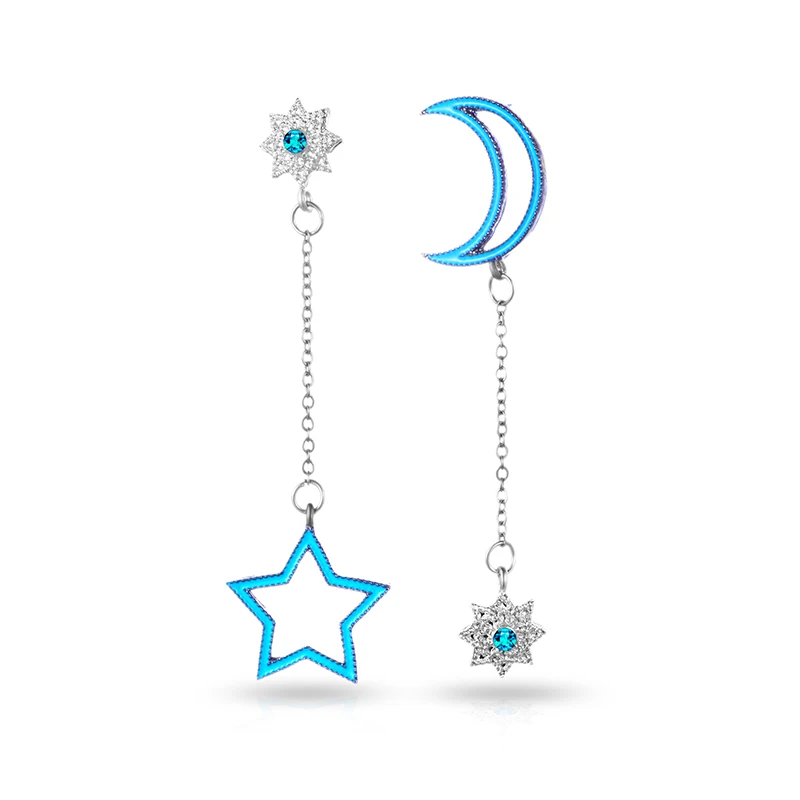 Blue Color Moon And Star Asymmetric Earrings Personalized Statement Earrings For Lady Gift Fashion Jewelry Wholesale E0467
Blue Color Moon And Star Asymmetric Earrings Personalized Statement Earrings For Lady Gift Fashion Jewelry Wholesale E0467