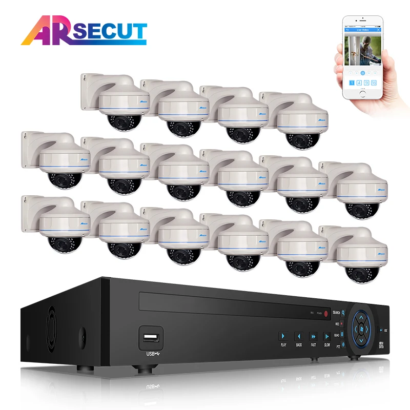 

ARSECUT 2.0MP Full HD POE NVR System 2MP NVR With 16PCS POE IP security Camera 16CH Video Surveillance CCTV System 6TB HDD