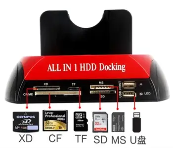 External Dual Port HDD Docking Station Hub with USB Port Memory Card Slot IDE SATA Data Reader XD/TF/CF/MD/Micro SD Cardreader
External Dual Port HDD Docking Station Hub with USB Port Memory Card Slot IDE SATA Data Reader XD/TF/CF/MD/Micro SD Cardreader