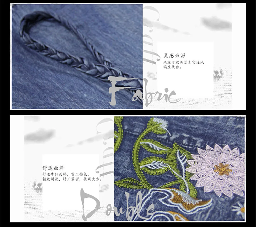 Vintage Jumpsuit Women 2019 Boho New Women Spaghetti Strap Bodysuit Denim Summer Embroidery Wide Leg Jumpsuits K306DZ Bodysuits (2)