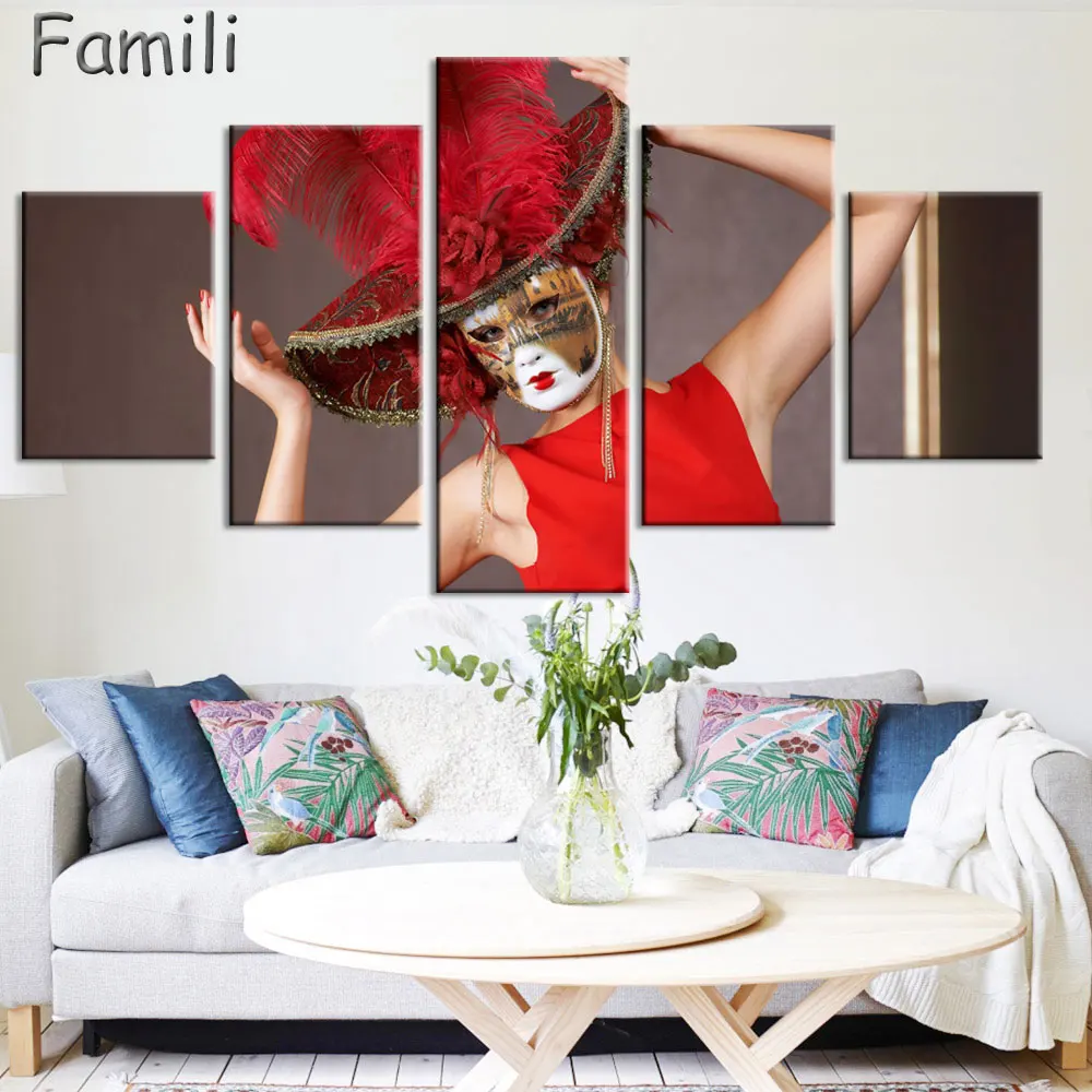 Modular Pictures 5 Panel Girl Mask Decor Canvas Painting Top-Rated Wall Art Pictures For Living Room Painting UnFrames PENGDA
Modular Pictures 5 Panel Girl Mask Decor Canvas Painting Top-Rated Wall Art Pictures For Living Room Painting UnFrames PENGDA
