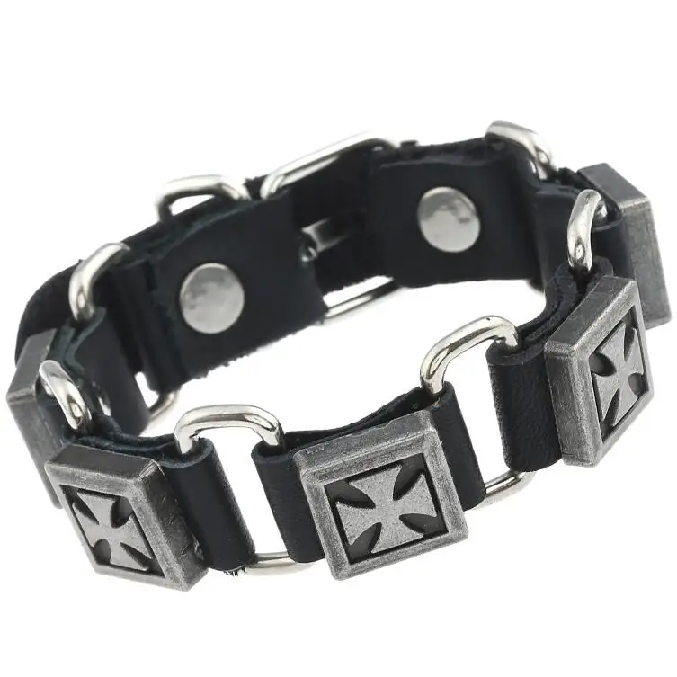 Fashion Vintage Punk Cross Charm Cuff Bracelet Handmade Leather Men Women Biker Alloy Link Chain Bangle Wrap Wristbands Jewelry
Fashion Vintage Punk Cross Charm Cuff Bracelet Handmade Leather Men Women Biker Alloy Link Chain Bangle Wrap Wristbands Jewelry