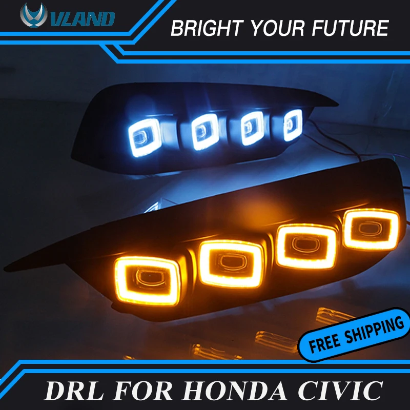 Car Daylight for 2016-2019 Honda civic 10th LED Daytime Running Light Fog Light with yellow turn signals and blue night light
Car Daylight for 2016-2019 Honda civic 10th LED Daytime Running Light Fog Light with yellow turn signals and blue night light