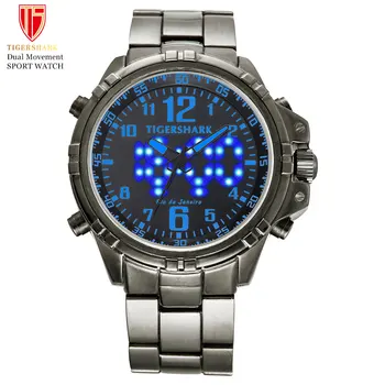 TIGERSHARK LED Digital Watches Men Sports Quartz Wristwatches Male 30M Waterproof Swim Stainless Steel Watch Relogio Masculino
TIGERSHARK LED Digital Watches Men Sports Quartz Wristwatches Male 30M Waterproof Swim Stainless Steel Watch Relogio Masculino