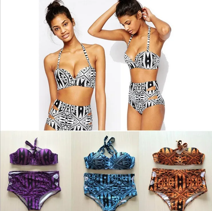 JIGERJOGER 2016 Blue Aztec Print Plus size Push Up Halter Swimsuits two pieces swimwear for women Geometric Pattern Bikini Set
JIGERJOGER 2016 Blue Aztec Print Plus size Push Up Halter Swimsuits two pieces swimwear for women Geometric Pattern Bikini Set