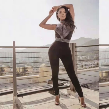2019 New Arrival Black Sexy Bandage Jumpsuit Women Celebrity Sleeveless Rivet bODYCON Fashion Verano Party Clubwear Wholesale
2019 New Arrival Black Sexy Bandage Jumpsuit Women Celebrity Sleeveless Rivet bODYCON Fashion Verano Party Clubwear Wholesale