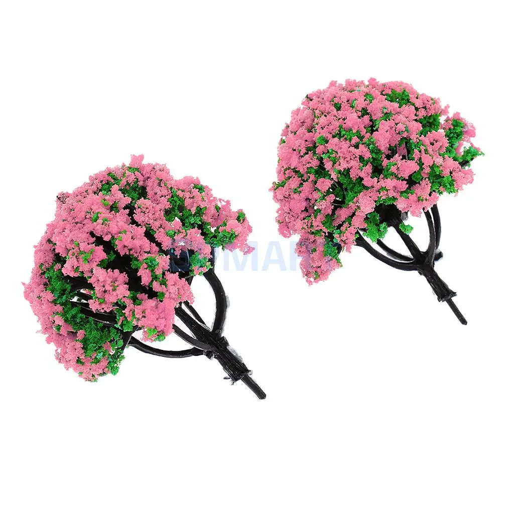10pcs 1/200 Train Railroad Scene Scenery Landscape Model Trees Green HO Scale with Flowers Model Building Kits